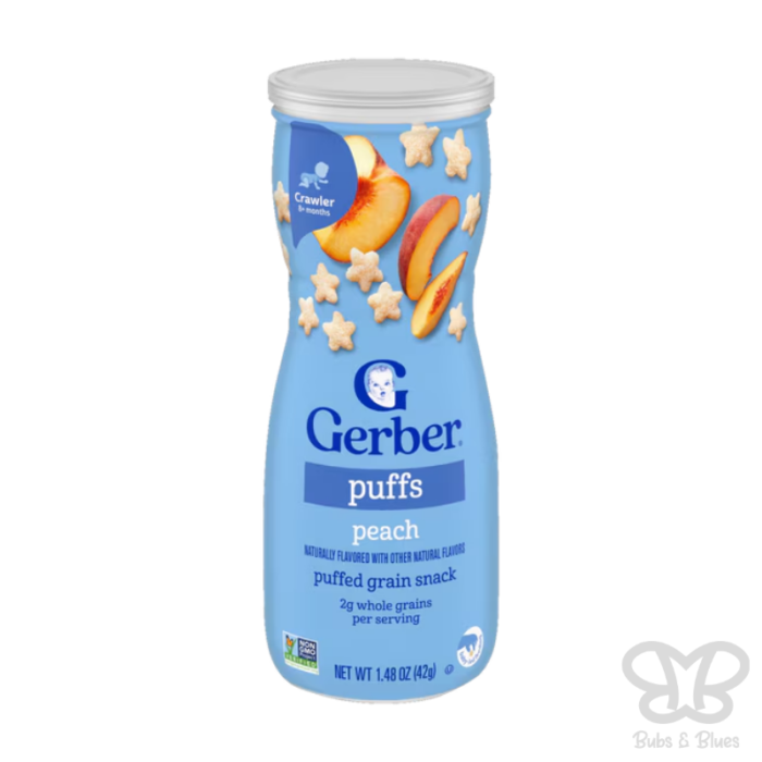 Gerber Snacks for Baby Grain & Grow Puffs, Peach, 42G 8m+ Gerber Snacks for Baby Grain & Grow Puffs, Peach, 42G 8m+
