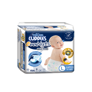 Velona Cuddles Overnyts Ultra Slim Baby Diapers Large 24 Pcs (9-14kg)