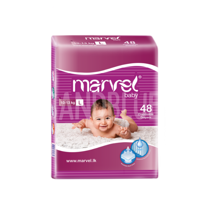 Marvel Large Size Baby Diapers 10-13Kg - 48pcs pack