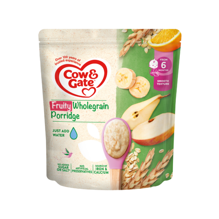 Cow & Gate Fruity Wholegrain Porridge Baby Cereal 6+ Months 125g (UK)