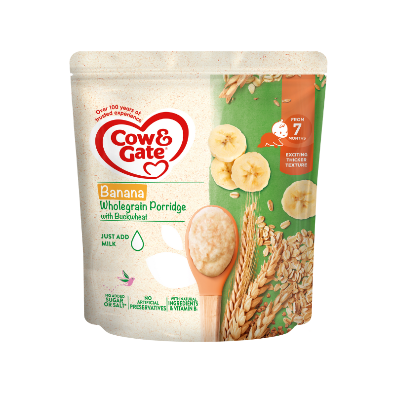 Cow & Gate Banana Wholegrain Porridge Baby Cereal 7+ Months 200g (UK) Cow & Gate Banana Wholegrain Porridge Baby Cereal 7+ Months 200g (UK)