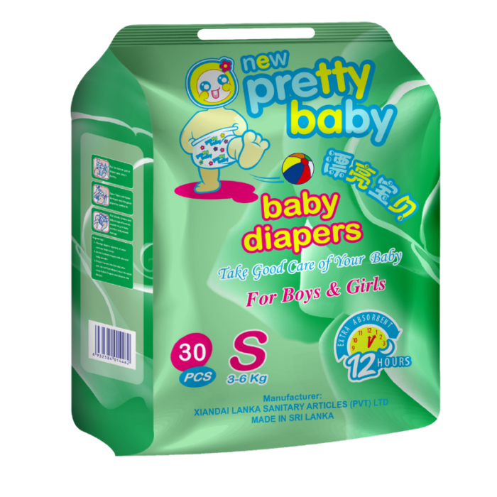 Pretty Baby Small Size Disposable Baby Diapers 30 Pcs