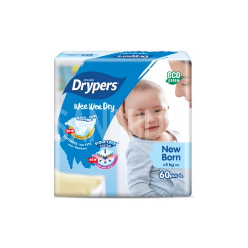 Drypers Wee Wee Dry Size NB 60 Pcs Pack Drypers Wee Wee Dry Size NB 60 Pcs Pack